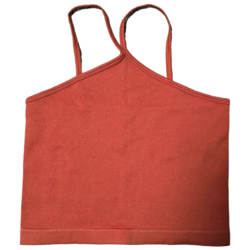 Aura Ribbed Knit Crop‎ Top Sleeveless Tank Coral M/L Stretch Y2K Casual(T)